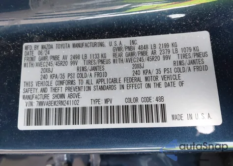 2024 Mazda Cx-50 2.5 S Premium Plus z USA, uszkodzony, nr VIN 7MMVABEM2RN241102